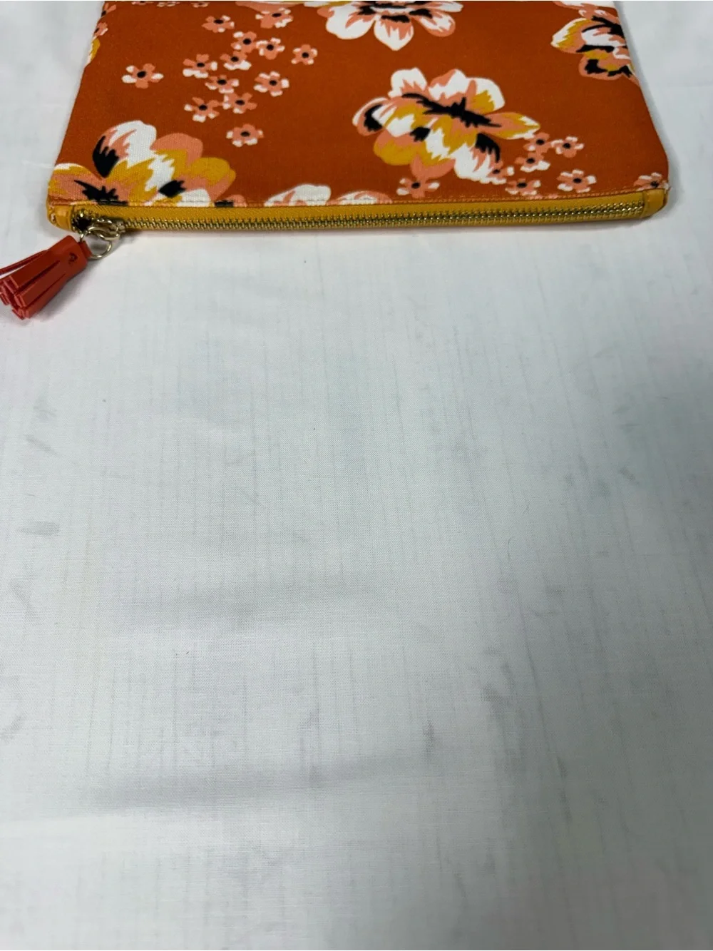 Rachel Pally Rust Floral Zip Pouch with Pink, Yellow, Black, White